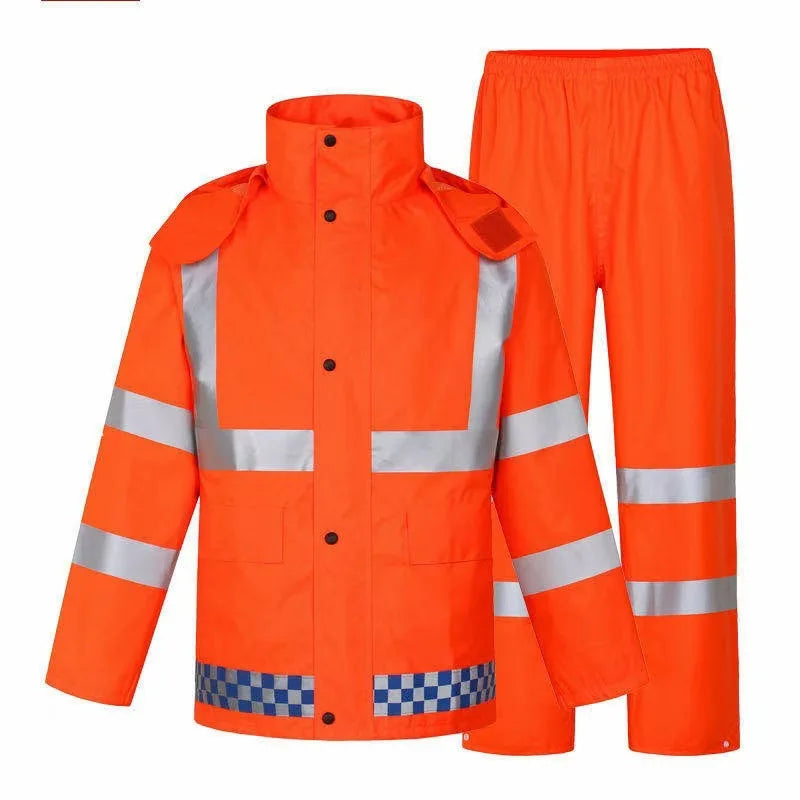 Orange Reflective Rain Coat Set