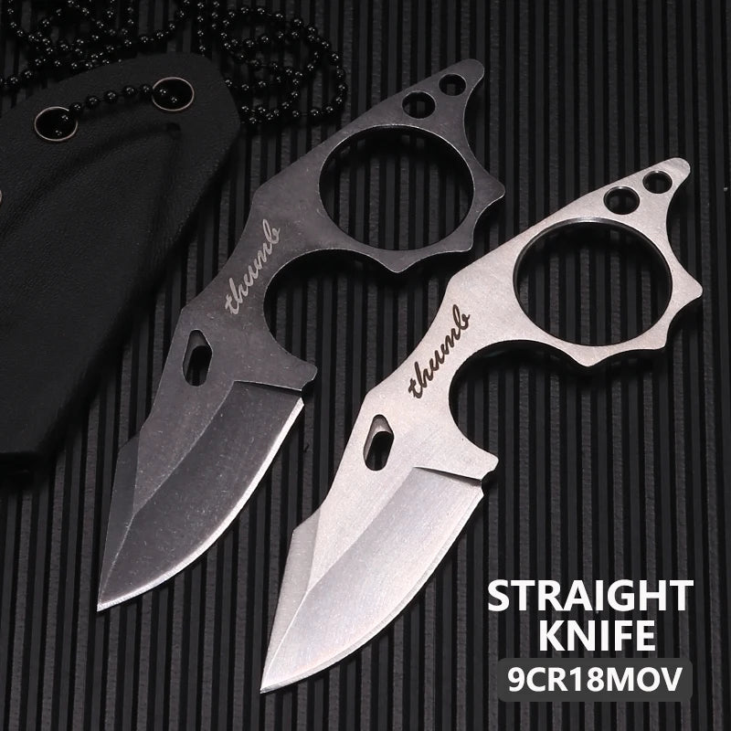 Small Tactical Fixed Blade  Knife with Chain-EDC Tool