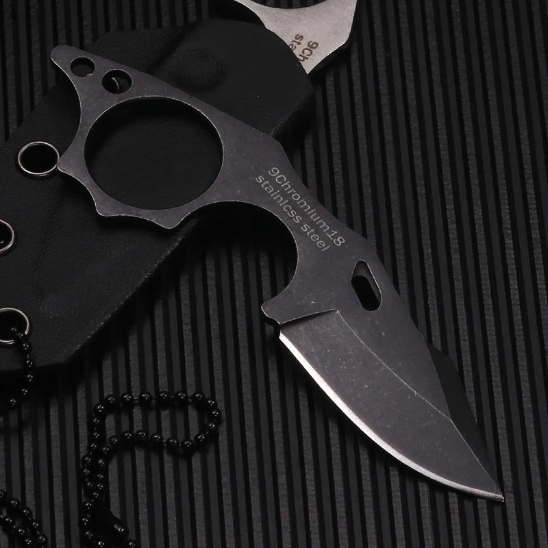 Small Tactical Fixed Blade  Knife with Chain-EDC Tool